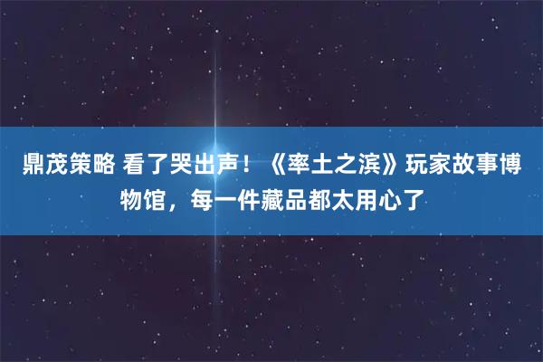 鼎茂策略 看了哭出声！《率土之滨》玩家故事博物馆，每一件藏品都太用心了